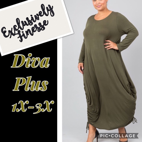 Diva Plus Olive Green Maxi Dress - Picture 2 of 3
